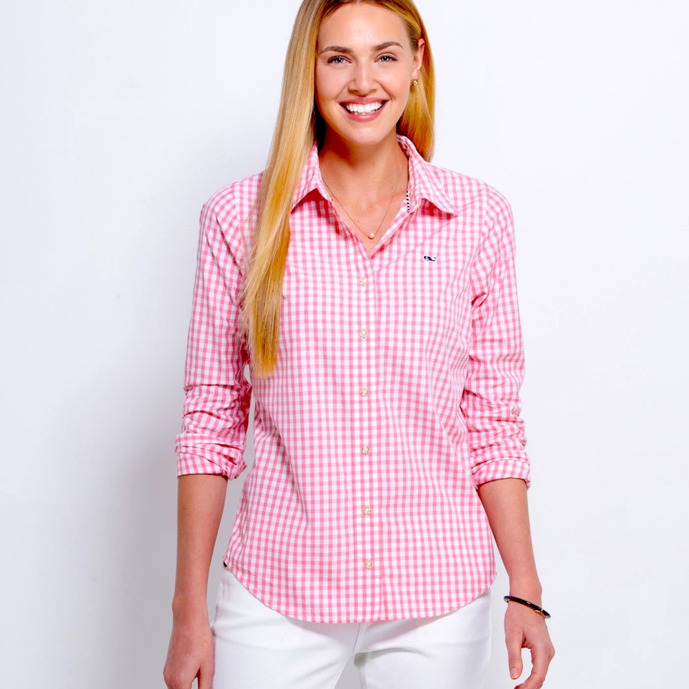 Vineyard Vines Pink Gingham Button Up